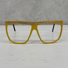 Carica l'immagine nel visualizzatore di Gallery, Oversize Rectangular Reading Glasses Spitfire Black Yellow Chain 62 mm High Quality Lens Hoya
